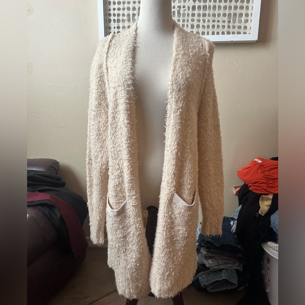 Free People Wool Slouchy Cardigan Beige/Cream Color